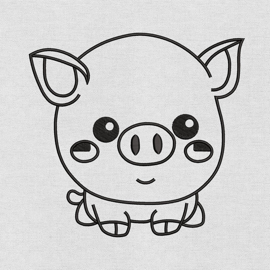 Baby Pig embroidery designs file for machine, instant download DST, EXP, JEF