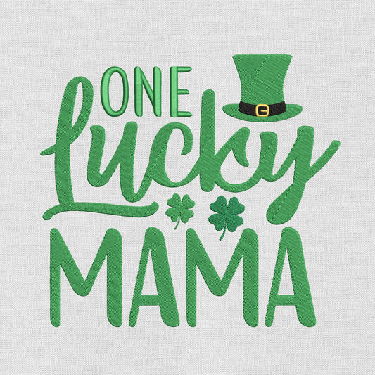 One Lucky Mama embroidery designs file for machine, instant download DST, EXP, JEF