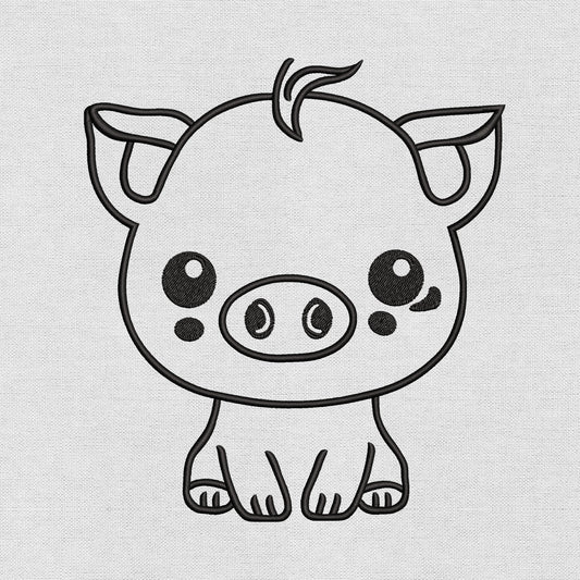 Pig embroidery designs file for machine, instant download DST, EXP, JEF