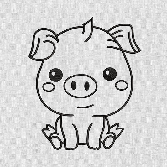 Pig embroidery designs file for machine, instant download DST, EXP, JEF